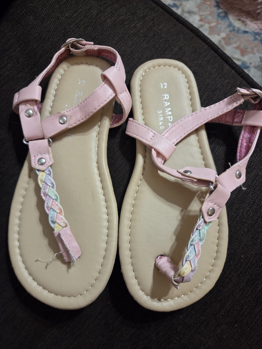 Rampage Pink Braided Sandals Like New Sb1